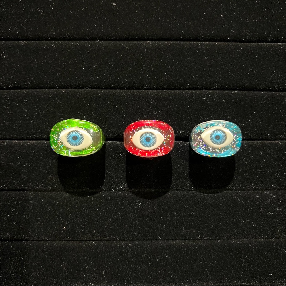 Halloween Multicolor Ring Set Eye Design Size 8 Preowned Perfect for Spooky Szn